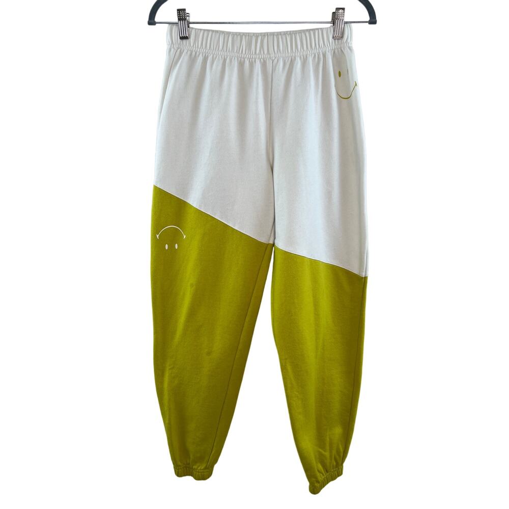 Desert Dreamer X SMILEY Urban Outfitters White Green Spliced Sweatpants Size XS